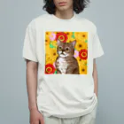 理絵のねこ 花×華  オーガニックコットンTシャツ