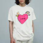 Walton’sのハート　ピンク オーガニックコットンTシャツ