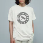くーちゃんのビオトープ孟子（ロゴ）シルバー オーガニックコットンTシャツ