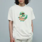 ノアオオカミのオオカミのウルフル オーガニックコットンTシャツ