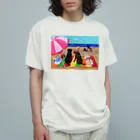 ハッピー・ラブラドールズの浜辺のラブラドール オーガニックコットンTシャツ