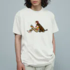 ハッピー・ラブラドールズのチョコレートラブラドールとママの読書の時間 Organic Cotton T-Shirt