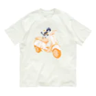 N谷スタジオのチワワのすっちゃんバイクに乗る オーガニックコットンTシャツ