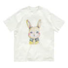 みかづき堂百貨店の立ち耳のウサギさん オーガニックコットンTシャツ