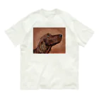 【CPPAS】Custom Pet Portrait Art Studioのアイリッシュセッタードッグ - レンガブロック背景 Organic Cotton T-Shirt