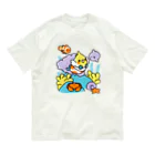 Cody the Lovebirdの（両面）オカメインコと海のお友達 & 南の島で夏休み Chubby Bird オーガニックコットンTシャツ