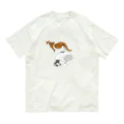 モモセ イトのアザラシ(猫)と(白茶)トラ(猫) オーガニックコットンTシャツ