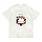 indigoのフラワーバニー(orange) オーガニックコットンTシャツ