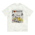 KIYOKA88WONDERLANDのピアノねこちゃん piano kitty オーガニックコットンTシャツ