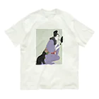 keeeeeep smilingの口紅を塗る女とスリスリする猫 Organic Cotton T-Shirt