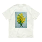 tomorebiのミモザの花束 オーガニックコットンTシャツ