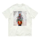 PALA's SHOP　cool、シュール、古風、和風、のflower arrangement　 オーガニックコットンTシャツ
