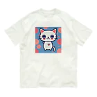 A31eの狛猫のミケ「はーとびーと」 オーガニックコットンTシャツ