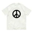 QUQU_WORKSのPRAY FOR PEACE ピースマーク ブラック Organic Cotton T-Shirt