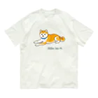 Shiba Inu Streetの水色の首輪をつけてゆったり座る柴犬のドット絵 オーガニックコットンTシャツ