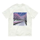 Yossy's Item Factoryの夜の桜並木に雪 Organic Cotton T-Shirt