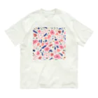 Katie（カチエ）の抽象的な手描きの花柄 オーガニックコットンTシャツ