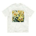 botanicalartAIの黄色のスイセン オーガニックコットンTシャツ