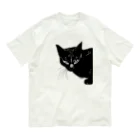 小鳥と映画館のカッコよく覗きに来た黒猫 オーガニックコットンTシャツ