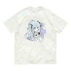 blossomの淡色青紫系女の子 オーガニックコットンTシャツ