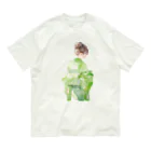 ききものやの緑の着物の女性 オーガニックコットンTシャツ