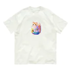 dolphineの上目遣いで見上げるrainbow cute cat オーガニックコットンTシャツ