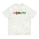 Drecome_Designのドーナッツ ロゴ x キャラメルウォールナッツ オーガニックコットンTシャツ