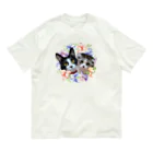 ゆきリンアート【保護猫活動 支援】のゆきリン花輪 オーガニックコットンTシャツ
