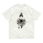 イラストレーターこたけゆか 公式オリジナルグッズの孔雀のような娘さん　モノクロ Organic Cotton T-Shirt