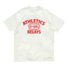 sports_tower スポーツタワーの4×100mリレー・リレー競走・赤・陸上競技・400メートルリレー走・デザイン・Tシャツ・陸上部・男子・女子・ジュニア・入賞・有力・確実・候補・有望・応援・精神力・集中力・日本人・陸上魂 Organic Cotton T-Shirt