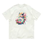 Japan Beautyオリジナルショップの緑色の花龍さん オーガニックコットンTシャツ