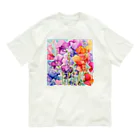 botanicalartAIのカラフルなスイトピー Organic Cotton T-Shirt