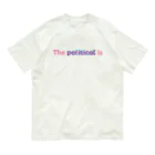 はまち乃藍のおみせの【ピンク×水色】「個人的なことは政治的なこと」グッズ オーガニックコットンTシャツ
