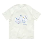 Futakawa Mayuのグッズショップのちょうちょ　ねこ　ブルー オーガニックコットンTシャツ