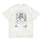 greetenのアート猫　モノクロ　 オーガニックコットンTシャツ