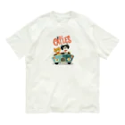 CATLESのネコ好き 猫柄 CATLES CAR DRIVE ハチワレ猫とキジトラ猫のドライブ オーガニックコットンTシャツ