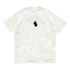 GreyGlamの横向き黒猫 オーガニックコットンTシャツ