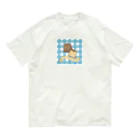 Oriko's Tea Roomのカヌレ　ブルーギンガムチェック オーガニックコットンTシャツ