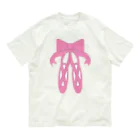 HONOMINEのピンクのバレエシューズ オーガニックコットンTシャツ