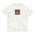 shibasannのアメリカ大陸のピクセルアート オーガニックコットンTシャツ