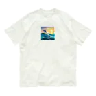 itacyoko(AIイラスト屋)の夕暮れで飛ぶイルカ Organic Cotton T-Shirt