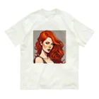 K-springの赤髪レディ オーガニックコットンTシャツ