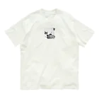 もぎ家の一族の足おっぴろげ　ゆめちゃん　モノクロ オーガニックコットンTシャツ