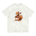 moriugのバイオリンを奏でるリス Organic Cotton T-Shirt