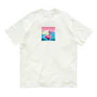 フリーダムの夕暮れに舞うピンクの優雅 オーガニックコットンTシャツ