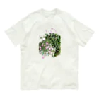 bitpiyoのピンクと白のお花 オーガニックコットンTシャツ
