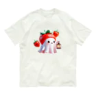 可愛いおばけのお店『ケケ』の可愛いおばけ『イチゴおばけのケケくん』 オーガニックコットンTシャツ