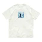 AIワクワクのイラストのペンギン オーガニックコットンTシャツ