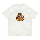 gorillArtの軍曹ライオンが愛するビールとピザ Organic Cotton T-Shirt