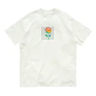 boBのお絵描き風 レインボーローズ オーガニックコットンTシャツ